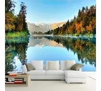 Tzxztt Tridimensionale Montagne Giungla Laghi Riflessi Moderna Carta Da Parati 3D Seta Pregiata Testurizzata Ideale Per La Camera Letto Del Soggiorno-400cm×280cm