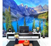 Tzxztt Tridimensionale Montagne Innevate Giungla Lago Cielo Moderna Carta Da Parati 3D Seta Pregiata Testurizzata Ideale Per La Camera Letto Del Soggiorno-400cm×280cm