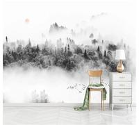 Tzxztt Tridimensionale Nebbia Bianca Foresta Uccelli In Volo Alba Moderna Carta Da Parati 3D Seta Pregiata Testurizzata Ideale Per La Camera Letto Del Soggiorno-250cm×170cm