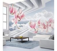 Tzxztt Tridimensionale Nuvole Bianche Rosa Fiori Creativo Moderna Carta Da Parati 3D Seta Pregiata Testurizzata Ideale Per La Camera Letto Del Soggiorno-400cm×280cm