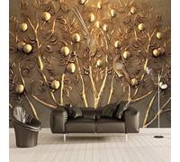 Tzxztt Tridimensionale Rilievo Oro Alberi Uccelli Moderna Carta Da Parati 3D Seta Pregiata Testurizzata Ideale Per La Camera Letto Del Soggiorno-150cm×105cm