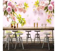 Tzxztt Tridimensionale Rosa Fiori Farfalle Riflessi Moderna Carta Da Parati 3D Seta Pregiata Testurizzata Ideale Per La Camera Letto Del Soggiorno-150cm×105cm