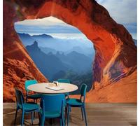 Tzxztt Tridimensionale Rosso Grotta Vetta Paesaggio Moderna Carta Da Parati 3D Seta Pregiata Testurizzata Ideale Per La Camera Letto Del Soggiorno-350cm×256cm