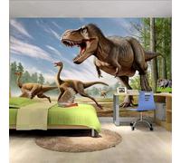 Tzxztt Tridimensionale Verde Foresta Animali Dinosauri Moderna Carta Da Parati 3D Seta Pregiata Testurizzata Ideale Per La Camera Letto Del Soggiorno-300cm×210cm