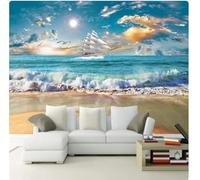 Tzxztt Vela Alba Gabbiani Spiaggia Moderna Carta Da Parati 3d In Seta Goffrata Materiale Ideale Per La Camera Letto Del Soggiorno-400cm×280cm