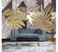 Tzxztt Vintage Geometrico Stereo Gold Leaf Art Moderna Carta Da Parati 3d Seta Pregiata Testurizzata Ideale Per La Camera Letto Del Soggiorno-350cm×256cm