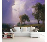 Tzxztt Viola Cielo Alberi Fiumi Animali Moderna Carta Da Parati 3D Seta Pregiata Testurizzata Ideale Per La Camera Letto Del Soggiorno-150cm×105cm