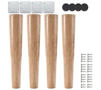 TZYYAO 4 Pezzi Gambe per Mobili in Legno Massello,Gambe per Divani in Legno,Gambe Rotonde,Gambe Di Ricambio per Sedie Da Scrivania,Gambe Di Supporto per Mobili DIY,Vertical-15cm/5.9in