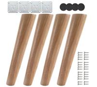 TZYYAO 4 Pezzi Gambe per Mobili in Legno Massello,Gambe per Divani in Legno,Gambe Rotonde,Gambe Di Ricambio per Sedie Da Scrivania,Gambe Di Supporto per Mobili DIY,Oblique-15cm/5.9in