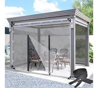 TZYYAO Pannelli Laterali di Telone Impermeabile Trasparente,400g/㎡ Telo in PVC per Impieghi Gravosi,0,3mm,Resistente alle Intemperie,Telone Pieghevole,con Porta a Zip E Occhielli,WxH-2.5x3m/8.2x9.8ft