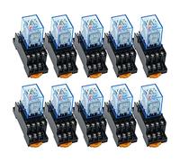 TZZVFRCR Accessori elettronici 10 Pezzi MY4NJ 14PIN 4DPDT elettronico Micro Mini relè elettromagnetico Bobina 5A con Base Presa PYF14A DC12V DC24V AC110V 220V 380V(12V)