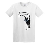 U-BASIC Uomo's Coraline Cat Concise Round Collar Regular Men Young T-Shirt White M