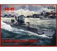U-Boat Type IIB (1943), German Submarine 1:350 Plastic Model Kit ICM