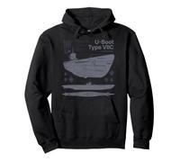 U-Boot Tipo VIIC schematico Dettagliato U-Boat Submarine Felpa con Cappuccio