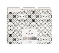 U Brands Cartelle portadocumenti marocchine, forniture per ufficio, linguette tagliate a 1/3 in posizioni assortite, formato lettera, bianco e nero, 9 pezzi