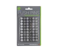 U Brands Fashion Steel Push pins 54 pezzi in nero, bianco e grigio 54-Count