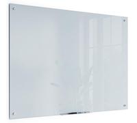 U Brands Lavagna in vetro cancellabile a secco, 91,4 x 121,9 cm, superficie satinata bianca con occhielli argentati, senza cornice, pennarello incluso