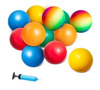 U&C Planet Confezione da 12 palloni da gioco da 8,5 pollici Kickballs Set Dodge Ball con pompa Gaga Ball pallamano morbido Boucy Balls bambini arcobaleno palle giocare campi scuola giardino