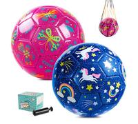 U&C Planet Pallone da Calcio Taglia 2 per Bambini con Pompa e Rete | Impermeabile, Facile da Pulire, Per Interno/Esterno, Favorisce il Movimento, Regalo per Ragazzi e Ragazze