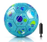 U&C Planet Pallone da Calcio Taglia 2 per Bambini con Pompa e Rete | Impermeabile, Facile da Pulire, Per Interno/Esterno, Favorisce il Movimento, Regalo per Ragazzi e Ragazze