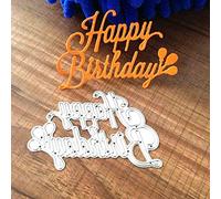 U-horizon - Fustelle con scritta “Happy Birthday”, in metallo, per fai da te, goffratura, scrapbooking e creazioni artistiche su carta e cartoncino