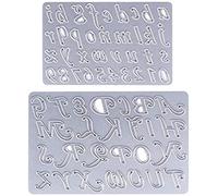 U-horizon Set di 2 fustelle in metallo con numeri e lettere dell'alfabeto dalla A alla Z, lettere minuscole/maiuscole, in acciaio, per fai da te, biglietti