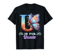 U is for Ursula Girly - Nome Iniziale della Farfalla e del Fiore Maglietta