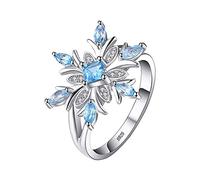 U/K PULABO 1 anello da donna in argento Natale fiocco di neve blu cristallo matrimonio pollice caviglia anello amore regalo misura 8 pratico e utile durevole