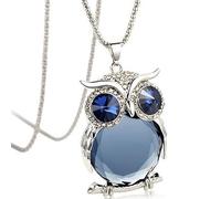 U/K Pulabo, 1 collana da donna con ciondolo a forma di gufo blu, lunga collana girocollo collana gioielli regalo d'amore, robusta e durevole