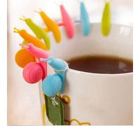 U-K Set di 5 simpatiche lumache a forma di lumaca, in silicone, per bustine di tè, tazze, caramelle, colori assortiti, colori assortiti, utile e pratico, design pratico