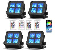 U`King 4PCS 4x10W Impermeabile Par LED Batteria, RGBWA UV IP65 Luce da Palco Esterno con Telecomando, Supporta APP, IR, Wireless 2,4 GHz per Giorni di Pioggia Piscina Matrimonio Spettacolo Discoteca