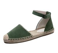 U-lite Espadrillas da donna con zeppa e punta chiusa, estivi, classiche, stringate, alla caviglia, con tacco elegante, Fibbia in camoscio verde, 8.5