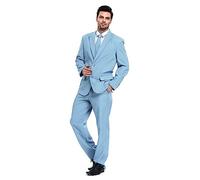 U LOOK UGLY TODAY - Abito da uomo in tinta unita per le feste natalizie, completo per festa, include pantaloni e cravatta, vestibilità regolare , Azzurro, XXL