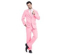 U LOOK UGLY TODAY - Completo da uomo, abito per Natale ed eventi, alla moda, taglio normale, in tinta unita, rosa chiaro, XXXL