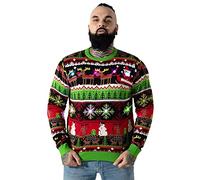U LOOK UGLY TODAY Maglione da uomo unisex a LED con luce a forma di fiocco di neve Rudolph Babbo Natale renna lavorato a maglia albero di Natale maglione da donna, Guida la mia slitta stasera, L