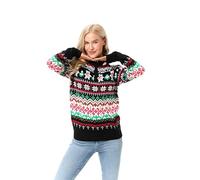 U LOOK UGLY TODAY Maglione natalizio unisex da uomo e da donna, divertente Chunky Fair Isle, lavorato a maglia, Ugly Christmas Sweater per feste, Colour Me With Christmas Cheer, M