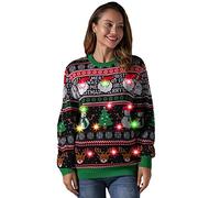 U LOOK UGLY TODAY Maglione unisex da donna a LED, con luce a forma di Rodolfo Santa Renna a maniche lunghe, con albero di Natale, Luminosi festivi., XXL