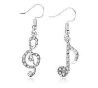 U-M PULABO 1 paio di orecchini da donna con strass di cristallo e note musicali pendenti, accessori regalo creativo e squisita fattura elegante