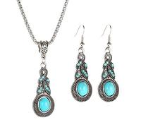 U-M PULABO - Collana da donna con ciondolo, in stile vintage, turchese, per ragazze, per feste, matrimoni, idea regalo, ecologico e durevole, elegante