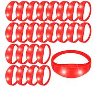 U-MOJOK Confezione da 48 braccialetti luminosi rossi con LED attivati dal suono, braccialetti per controllo musicale, premi, carnevale, concerti, eventi notturni, 4 luglio, Halloween, Natale