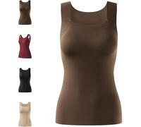 U Neck Shapewear Built-in Bra Tank, High Support Tummy Control Compression Tank Top for Gym, Work And Everyday Life (Coffee,M)