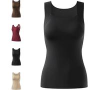 U Neck Shapewear Built-in Bra Tank, High Support Tummy Control Compression Tank Top for Gym, Work And Everyday Life (Black,M)