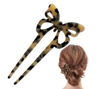 U Pins for Hair Bun with 2-Prong Design, Vintage Acetate U-Shaped Fork, Elegant Bun Hair Sticks and Updo Clips, French Twist Pin for Women with Thicker