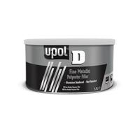 U-POL D Stucco Poliestere Metallico Fine, Rinforzato in Alluminio, Grigio Argento, 1.1L