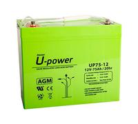 U-Power - Batería piombo AGM Sigillata 75Ah 12V - Terminale a vite metrico M6