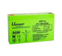 U-Power - Batteria al piombo ricaricabile AGM sigillata 6 V 7 Ah - Uso generale come allarmi, UPS/UI, Sicurezza, Giocattoli, Ecc - Terminal Faston F1 4,8 mm