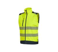 U-Power DANY, Gilet, Giubbotto Smanicato, in Tessuto Softshell, Full Zip, Resistente all'Acqua, Comodo Abbigliamento da Lavoro, con Tasca Portacellulare, con Zip (YELLOW FLUO_M)