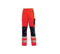 U-Power HL222RF Linea Hi Light Modello Roy Pantaloni Elastici ad Alta visibilità, 52% poliestere/44% Cotone/4% Spandex, Rosso Fluo, L Dimensioni