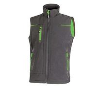 U-Power UNIVERSE, Giubbino Smanicato, Gilet Softshell, con Fodera in Micropile, Tessuto Impermeabile, Antivento, Traspirante, Zip Intera, Multitasche (ASPHALT GREY GREEN - 3XL)