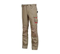 U-Power FREE, pantaloni da uomo, pantaloni cargo multitasche, tasche per ginocchiere, tasca sulla coscia rimovibile, tessuto confortevole, inserto elastico, usura esterna resistente (DESERT SAND_48)